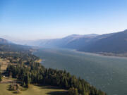 Strong winds whip up whitecaps on the Columbia River on Tuesday, as seen from the Cape Horn viewpoint east of Washougal.