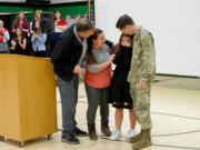 Woodland Middle School surprised eighth-grader Abigail Alway with a special visit from her beloved uncle, U.S. Army Sgt. Edward Marcus Mayer II.