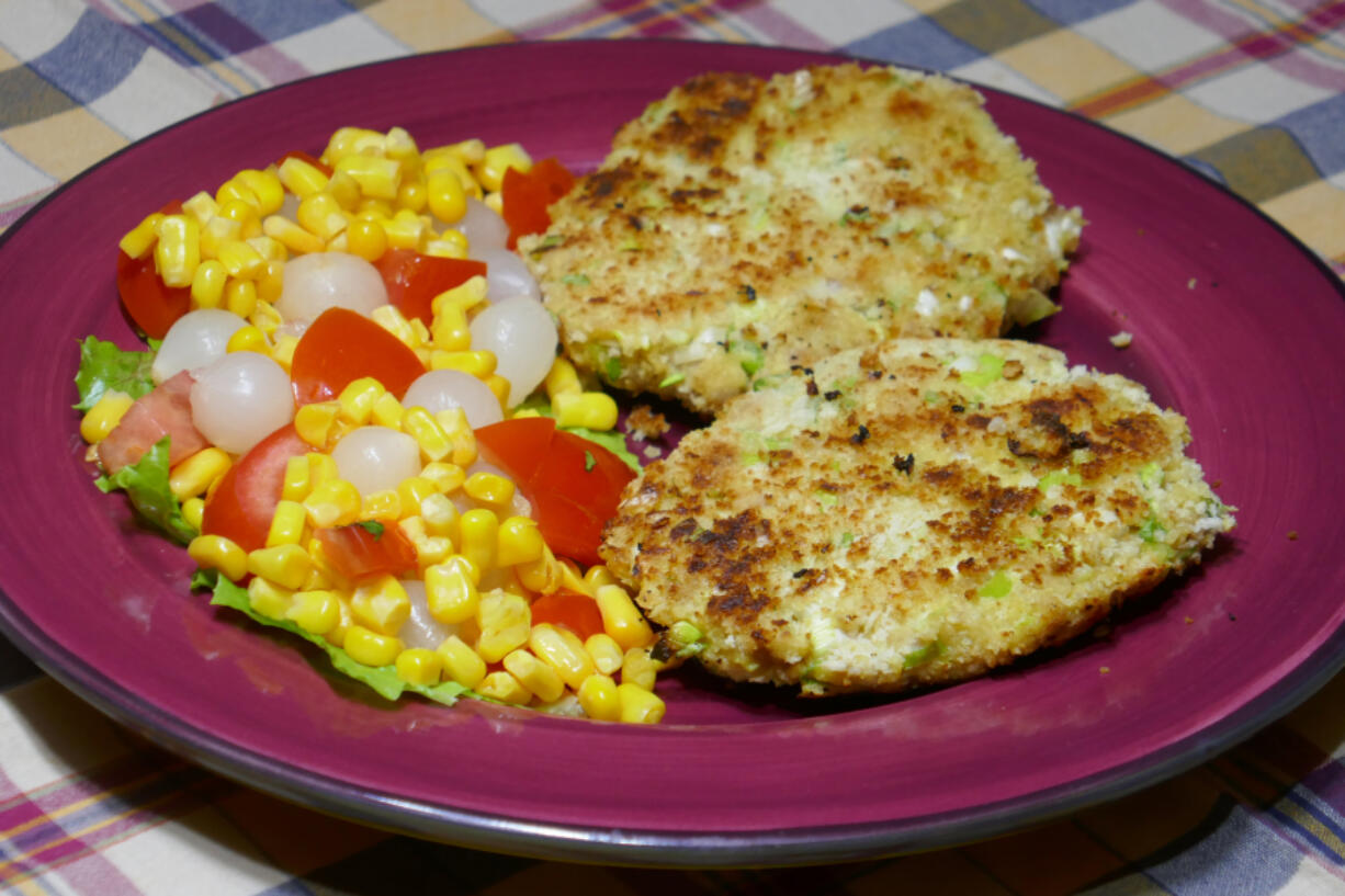 Fresh Tuna Cakes with Corn and Pickled Onion Salad (Linda Gassenheimer/TNS)