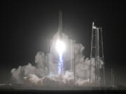 Northrup Grumman's Antares rocket lifts off the launch pad at the NASA Wallops Flight Facility Monday, Nov. 7, 2022, in Wallops Island. Va. The rocket is scheduled to deliver a supply capsule to the International Space Station.