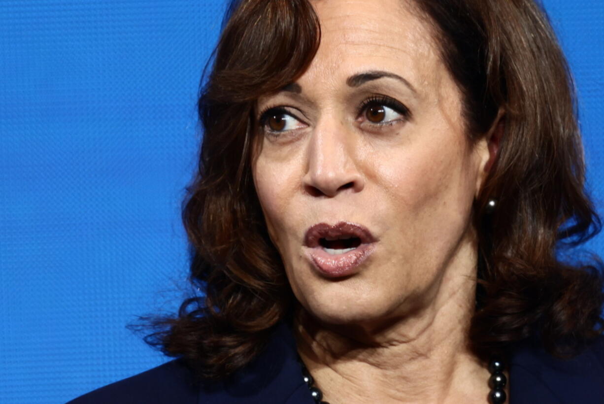 U.S. Vice President Kamala Harris addresses the APEC CEO Summit during the Asia-Pacific Economic Cooperation (APEC) Summit in Bangkok Friday, Nov. 18, 2022.