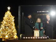 LL Cool J helps President Joe Biden and first lady Jill Biden light the National Christmas Tree on the Ellipse of the White House in Washington, Wednesday, Nov. 30, 2022.