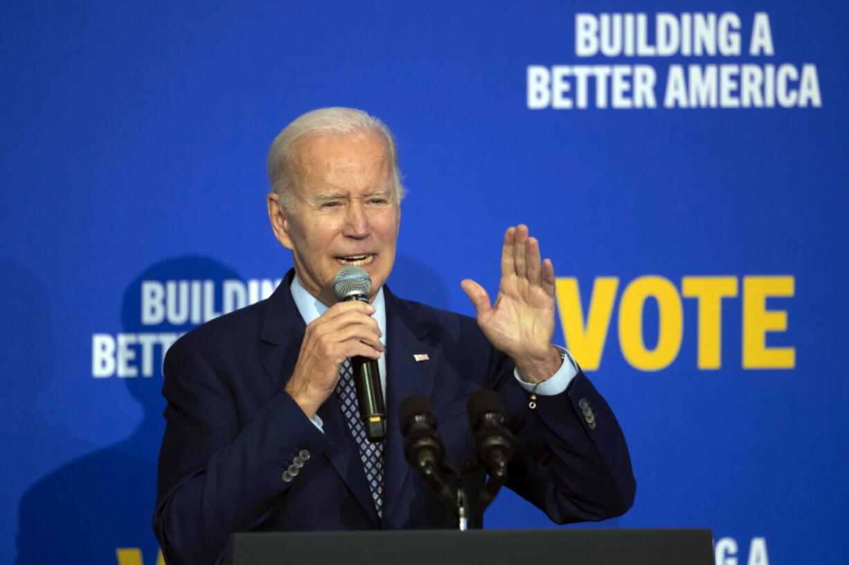 President Joe Biden speaks at a campaign rally in Albuquerque, N.M., Thursday, Nov.