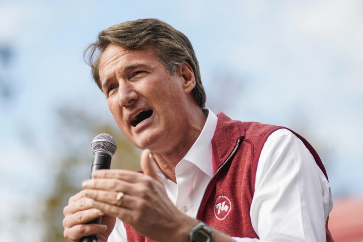 Virginia Gov. Glenn Youngkin speaks to supporters as he attends a campaign rally on Monday, Oct. 31, 2022, in Westchester, N.Y.