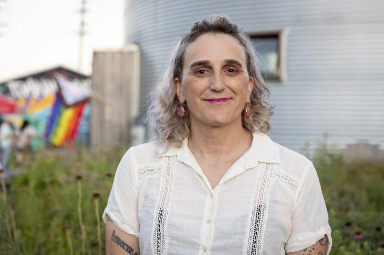 Leigh Finke poses for a photo during her election night party at Bang Brewing in St. Paul, Minn., on Tuesday, Nov. 8, 2022. In Minnesota, Finke became the first openly transgender person elected to the state's Legislature.