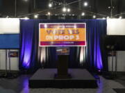 Decorations stand on display at a watch party for Michigan Proposal 3 at the David Whitney Building in Detroit on Election Day, Tuesday, Nov. 8, 2022.