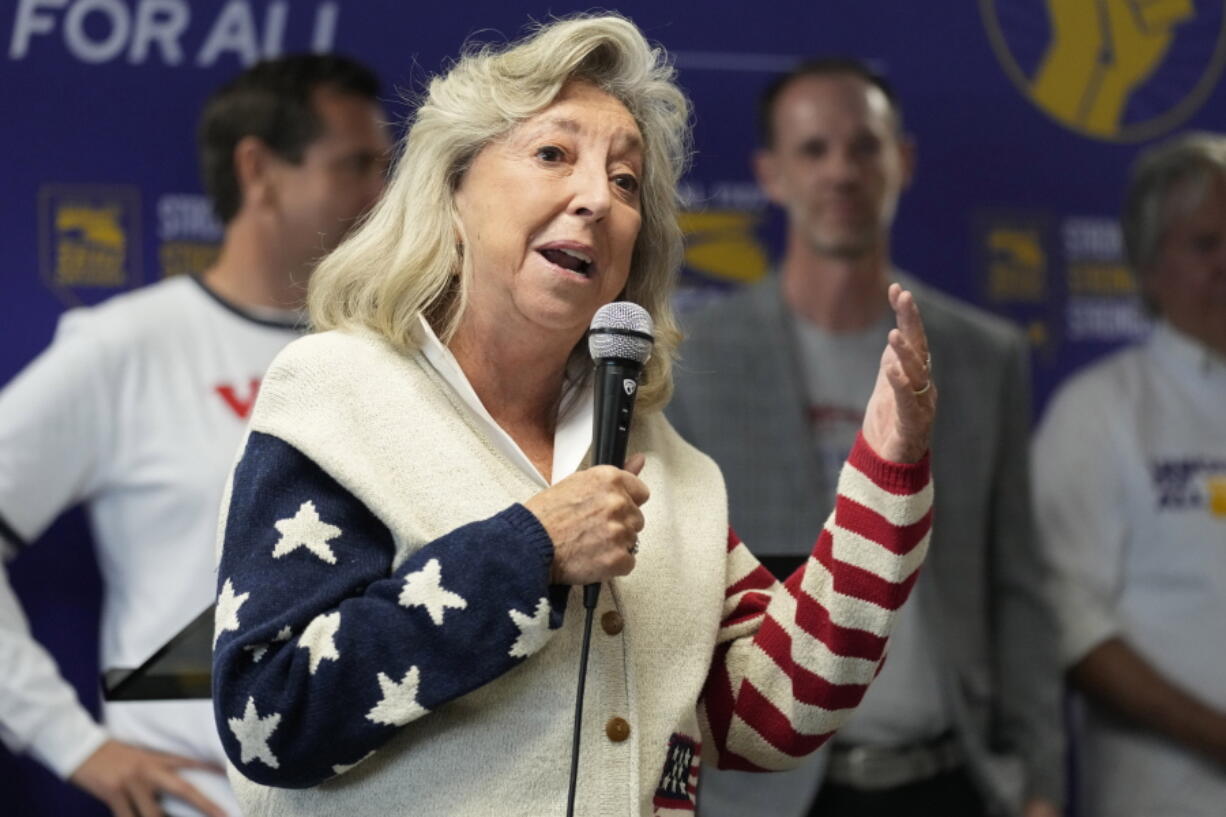 Rep. Dina Titus, D-Nev., speaks at a campaign event Tuesday, Nov. 8, 2022, in Las Vegas.