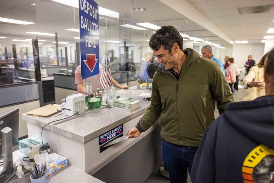 Republican candidate for Washington's 3rd Congressional District Joe Kent drops off his ballot at the Clark County Elections Office on Tuesday. Kent did not provide access for The Columbian to attend his watch party in Brush Prairie and declined to provide a comment on initial election results.