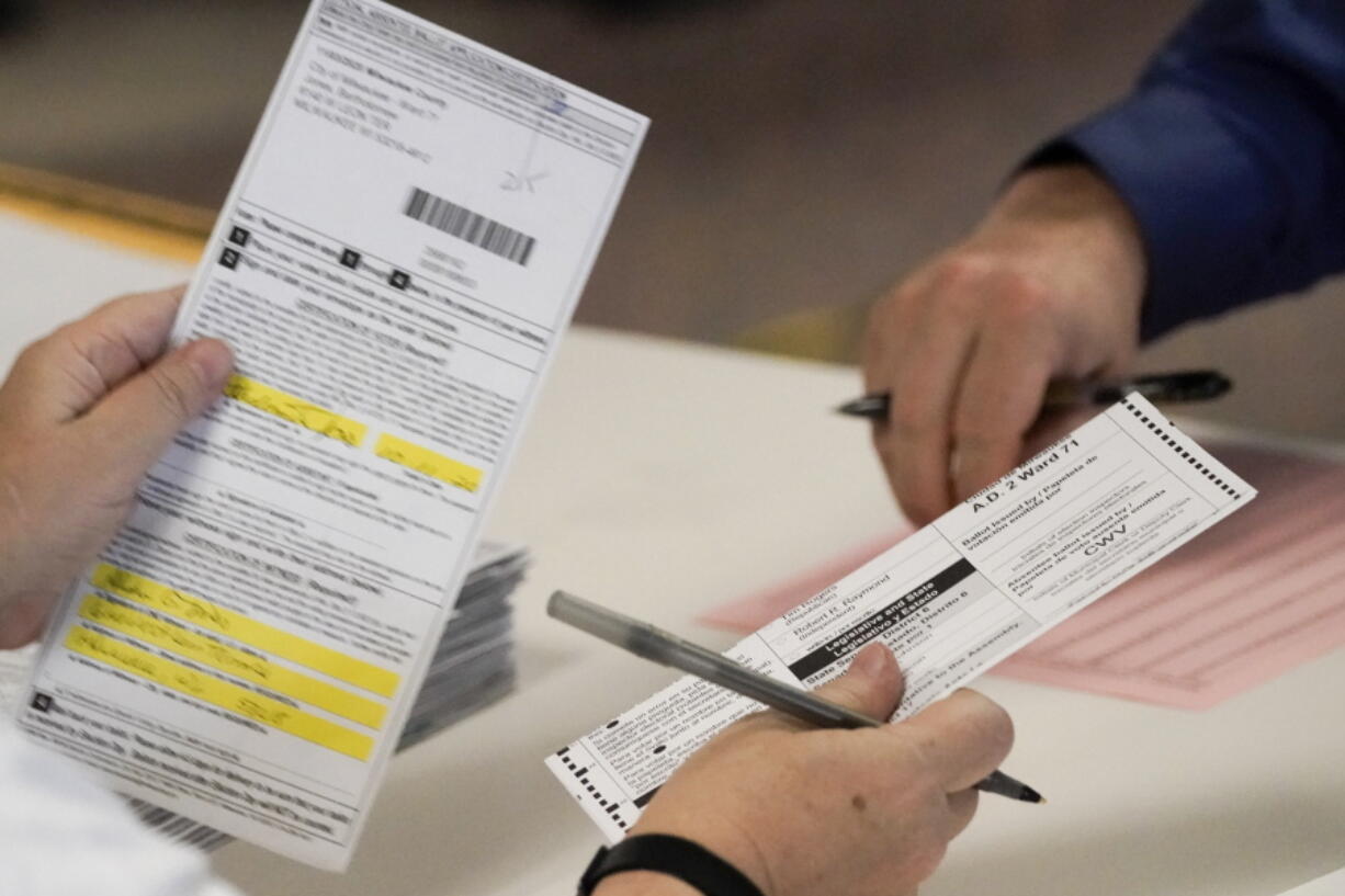 FILE - Workers count Milwaukee County ballots on Election Day at Central Count on Nov. 3, 2020, in Milwaukee. A top Milwaukee elections official has been fired after sending falsely obtained military absentee ballots to the home of a Republican state lawmaker who has been an outspoken critic of how the 2020 election was administered, the city's mayor said Thursday, Nov. 3, 2022.