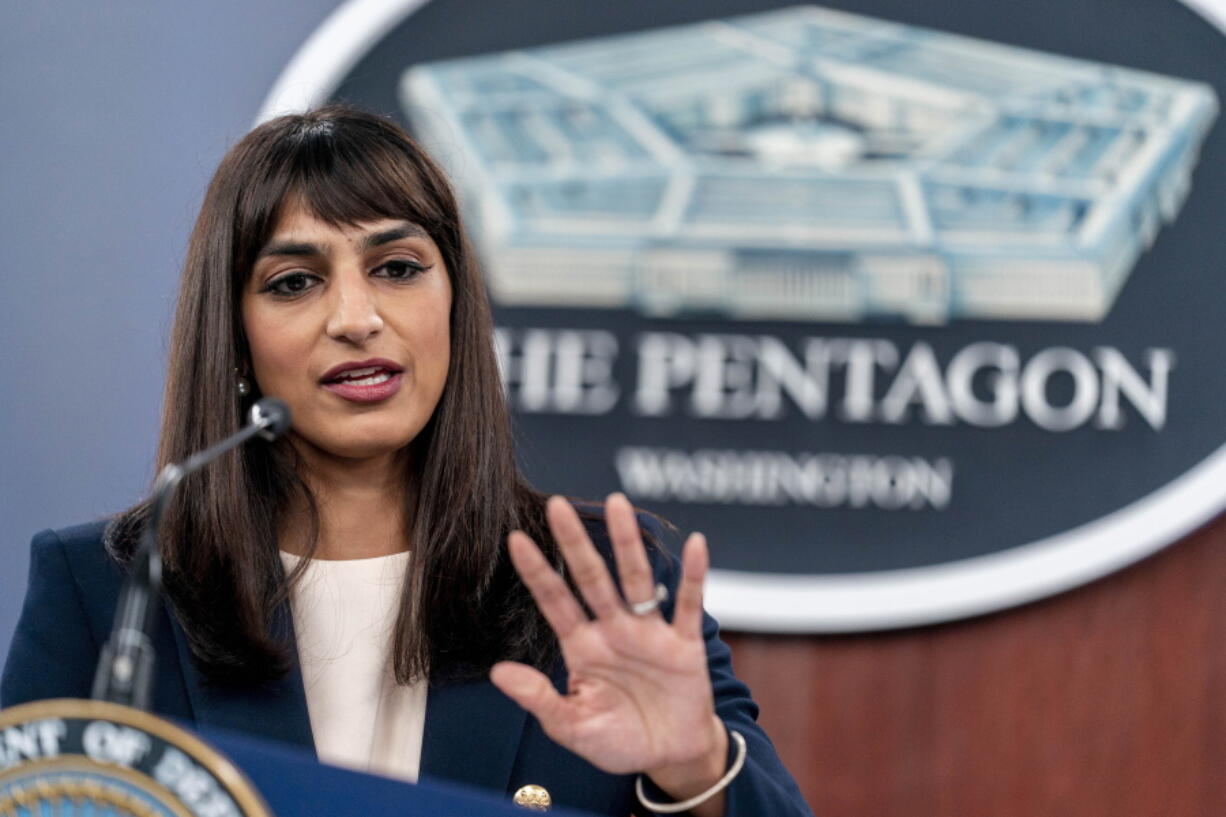 Deputy Pentagon Press Secretary Sabrina Singh speaks at a news conference at the Pentagon, Friday, Nov. 4, 2022, in Washington.