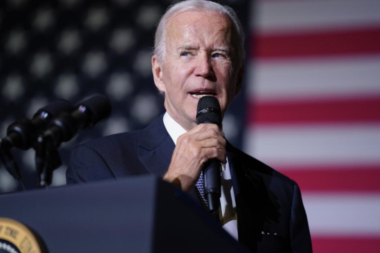 President Joe Biden speaks about student loan debt relief at Delaware State University, Friday, Oct. 21, 2022, in Dover, Del. A U.S. judge in Texas on Thursday, Nov. 9, 2022, blocked Biden's plan to provide millions of borrowers with up to $20,000 apiece in federal student-loan forgiveness.