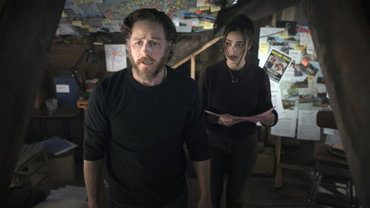 Josh Dallas, left, and Luna Blaise in a scene from" Manifest."  Season four premiered on Nov. 4.