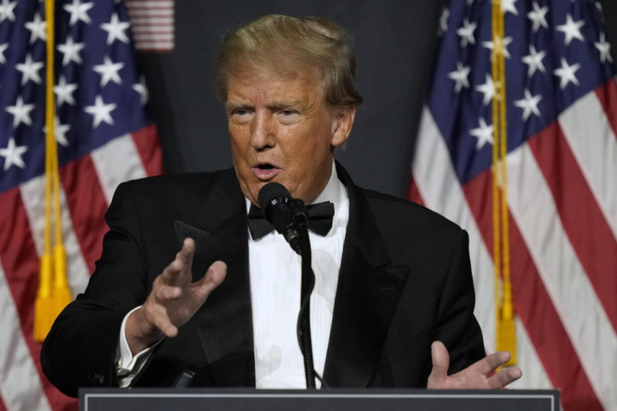 Former President Donald Trump speaks at Mar-a-Lago Friday, Nov. 18, 2022 in Palm Beach, Fla. Earlier in the day Attorney General Merrick Garland named a special counsel to oversee the Justice Department's investigation into the presence of classified documents at Trump's Florida estate and aspects of a separate probe involving the Jan. 6, 2021, insurrection and efforts to undo the 2020 election.