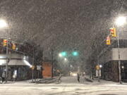 Heavy snow falls on Wednesday, Nov. 16, 2022 in Erie, Pa. as the first lake-effect storm hits the Erie region.