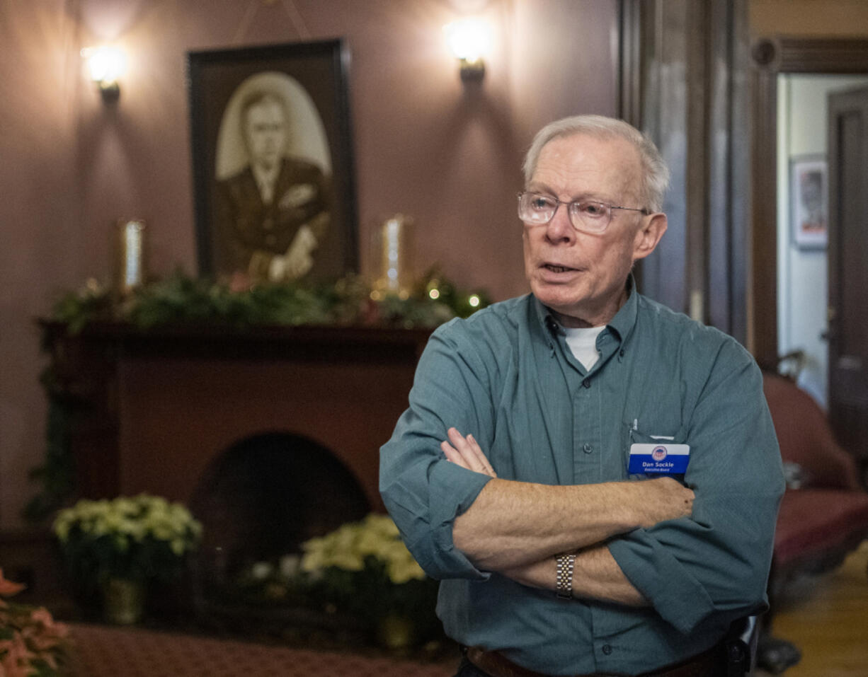 Community Military Appreciation Committee board member and Historic Trust docent Dan Sockle talks about the history of Marshall House on Officers Row.