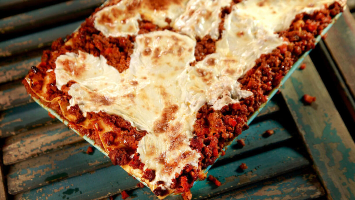 Lasagna Bolognese made following recipe from Anthony Bourdain's "Appetites: A Cookbook." (Kirk McKoy/Los Angeles Times)