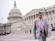 Sen. Joe Manchin, D-W.V., leaves the U.S. Capitol following a vote on August 3, 2021 in Washington, DC. Manchin wants to limit the Child Tax Credit by imposing work requirements, even though his state is one of the most poverty-bound in the nation.