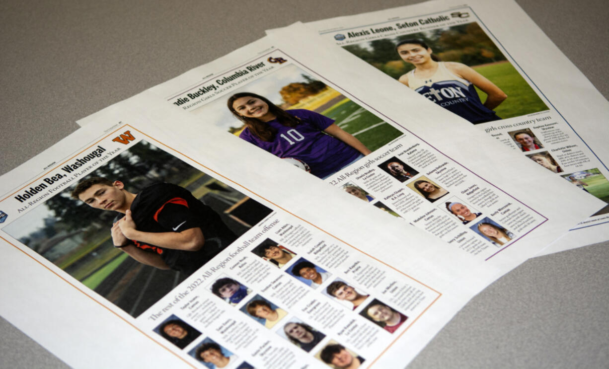 Printed proofs of All-Region special e-edition pages from The Columbian (The Columbian)