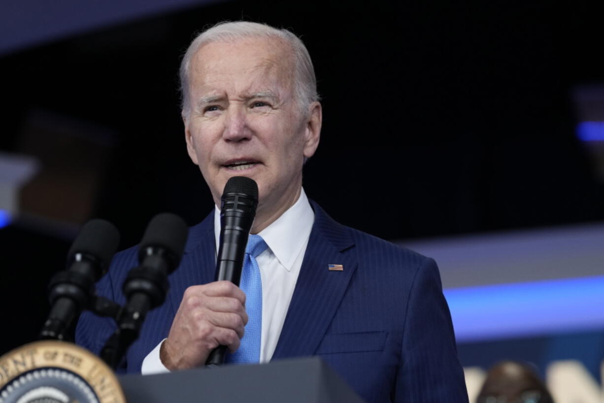 FILE - President Joe Biden speaks in the South Court Auditorium on the White House complex in Washington, Dec. 8, 2022. Biden is set to play host to dozens of African leaders in Washington this coming week during the three-day U.S-Africa Leaders Summit that begins Tuesday, Dec. 13.