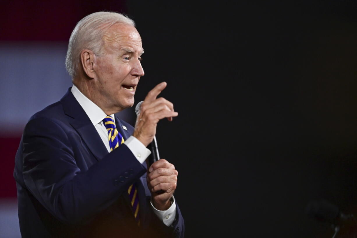 FILE- President Joe Biden speaks at Max S. Hayes Hight School, July 6, 2022, in Cleveland. Biden is announcing the release of nearly $36 billion to shore up a financially troubled union pension plan. The federal aid is intended to stop severe cuts to the retirement incomes of more than 350,000 Teamsters workers and retirees. Biden's administration says it's the largest-ever federal payment to a union pension fund. The money for the Central States Pension Fund is part of a broader $1.9 trillion coronavirus relief package that Biden signed into law in 2021.