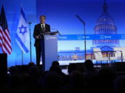 Secretary of State Antony Blinken speaks at the J Street National Conference at the Omni Shoreham Hotel in Washington, Sunday, Dec. 4, 2022.