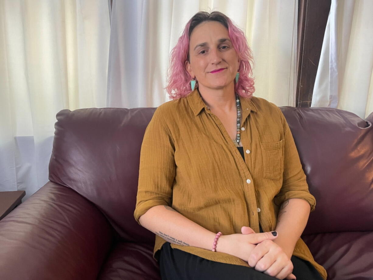 Leigh Finke, the first transgender person ever elected to Minnesota's state Legislature, poses for a portrait at her home in St. Paul, Minn., on Nov. 18, 2022. Finke is set to join the state's most diverse Legislature yet in January.