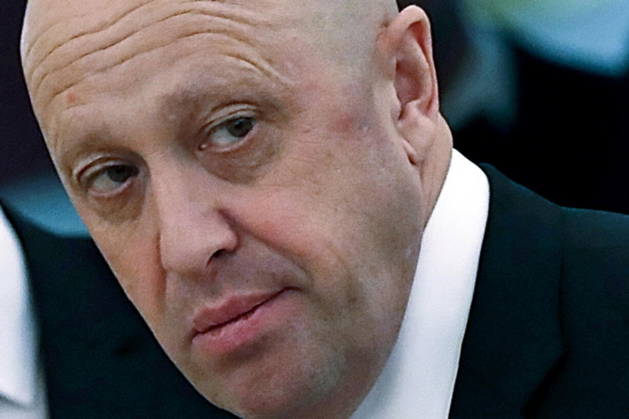 FILE - Russian businessman Yevgeny Prigozhin is shown prior to a meeting of Russian President Vladimir Putin and Chinese President Xi Jinping in the Kremlin in Moscow, Russia, July 4, 2017.  The White House said Thursday that the Wagner Group, a private Russian military company, has taken delivery of an arms shipment from North Korea to help bolster its forces as it fights side-by-side with Russian forces in Ukraine.  The U.S. assesses that Wagner, owned by Putin ally Yevgeny Prigozhin, is spending about $100 million a month in the fight.