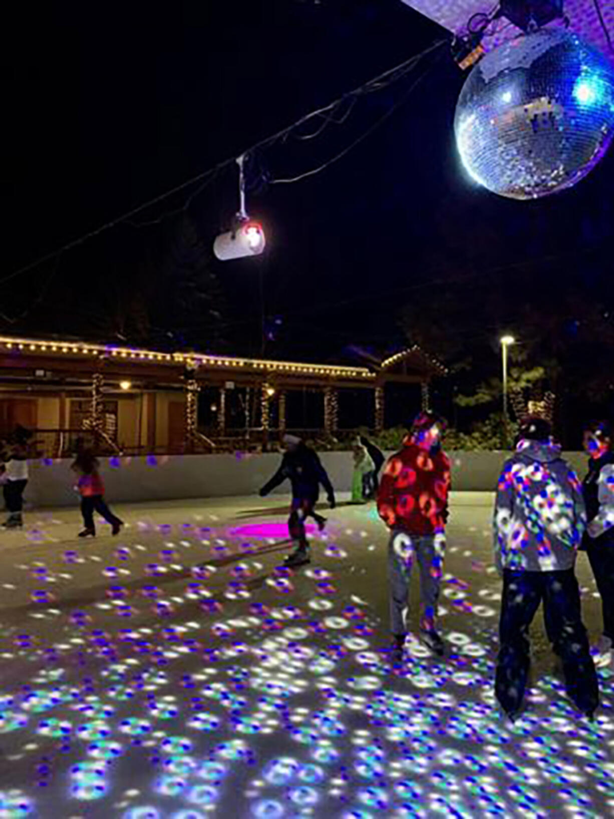 Seventh Mountain Resorts holds cosmic ice skating daily at 6 and 8 p.m. In addition to skate sessions at 10 a.m., noon, 2 and 4 p.m.