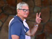 Apple CEO Tim Cook attends the Allen & Company Sun Valley Conference on July 8, 2021, in Sun Valley, Idaho. Cook paid for the entirety of his 2023 Social Security tax on the first day of the year.