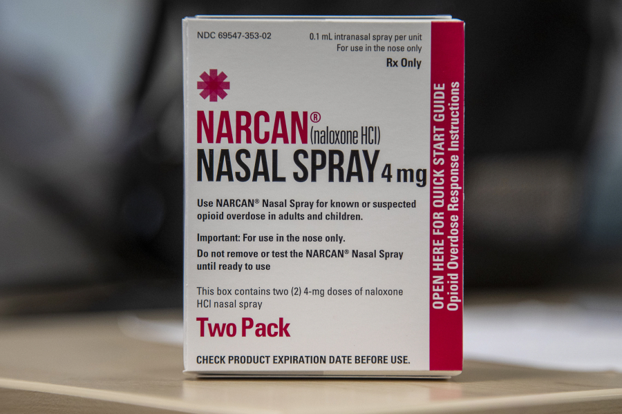 Snohomish County Human Services Opioid Outreach Specialist Amy Wheat talks about Narcan at the Everett Public Library Evergreen Branch in Everett, Washington on Tuesday, Jan. 17, 2023.