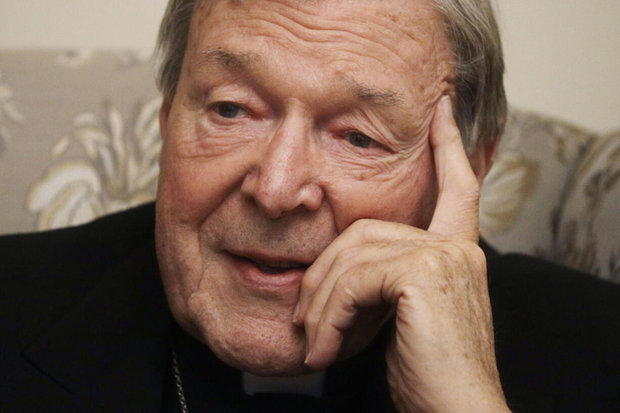 FILE - Cardinal George Pell answers a journalist's question during an interview with The Associated Press inside his residence near the Vatican in Rome, Nov. 30, 2020. Pell, who was the most senior Catholic cleric to be convicted of child sex abuse before his convictions were later overturned, has died Tuesday, Jan. 10, 2023, in Rome at age 81.