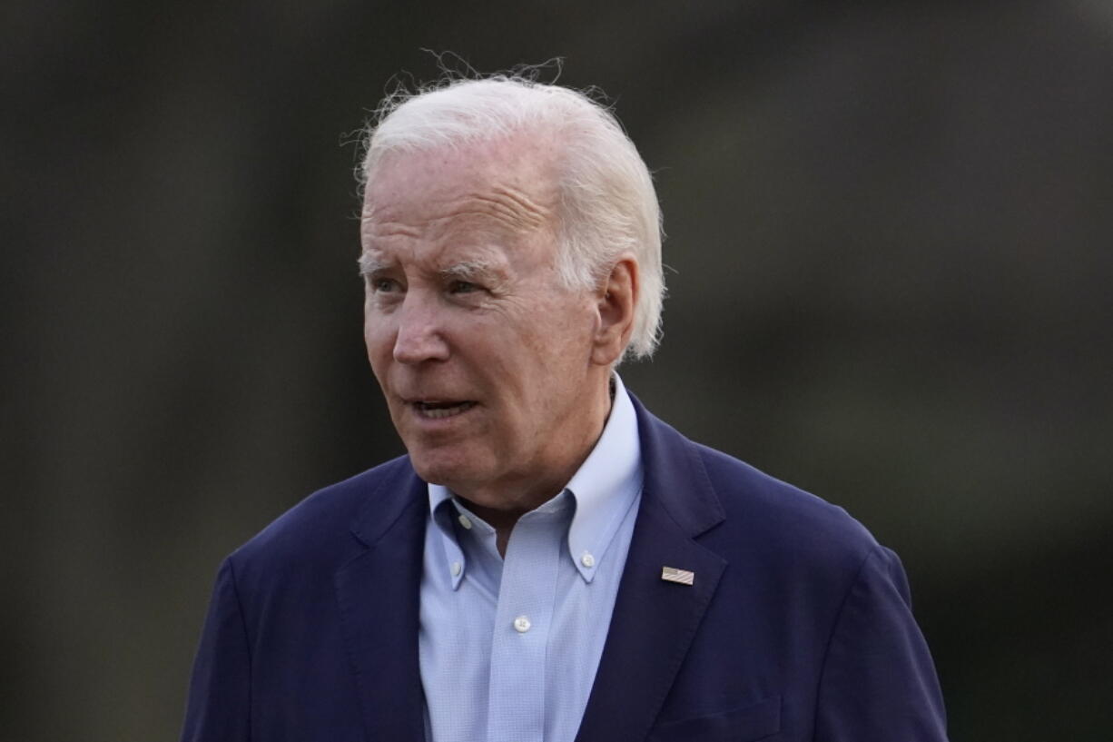 FILE - President Joe Biden walks on the South Lawn of the White House after stepping off Marine One, Jan. 2, 2023, in Washington. Biden will visit a notoriously dilapidated bridge connecting Ohio and Kentucky on Wednesday to promote his administration's infrastructure law. The Brent Spence Bridge has long been a symbol of the nation's aging infrastructure system, with presidents of both parties vowing to fix it.