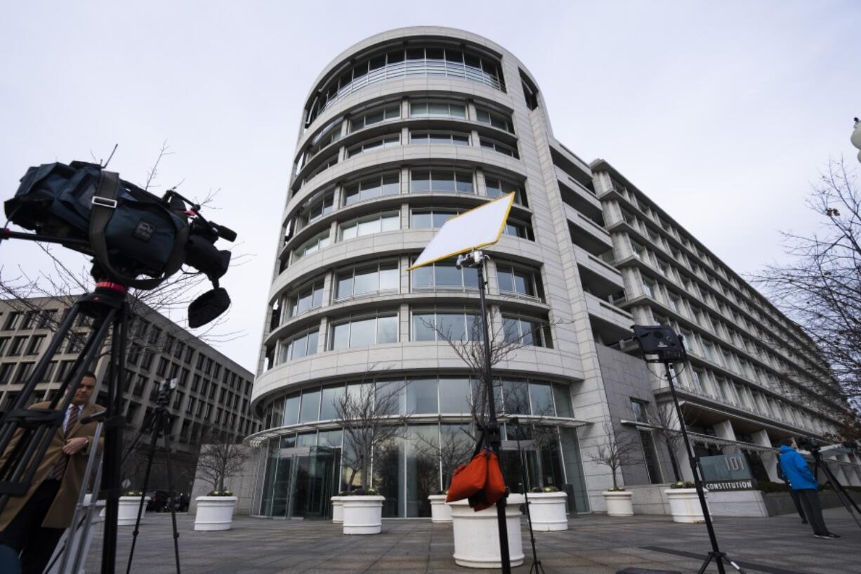 FILE - The building that housed office space of President Joe Biden's former institute, the Penn Biden Center, is seen at the corner of Constitution and Louisiana Avenue NW, in Washington, Jan. 10, 2023. The discovery of classified documents at an office Biden used during his brief time outside government has thrust his namesake think tank into an unwelcome spotlight. The Penn Biden Center for Diplomacy and Global Engagement was a landing spot for the president after he left the vice presidency in 2017.