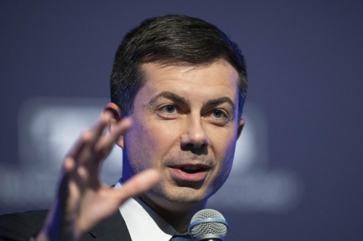 FILE - Transportation Secretary Pete Buttigieg, speaks to the Transportation Research Board gathering in Washington, Jan. 11, 2023.