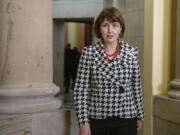 FILE - Rep. Cathy McMorris Rodgers, R-Wash., leaves the Speaker's office to walk to the House chamber, Friday, Jan. 6, 2023, to attend the 14th vote for speaker of the House, on Capitol Hill in Washington.