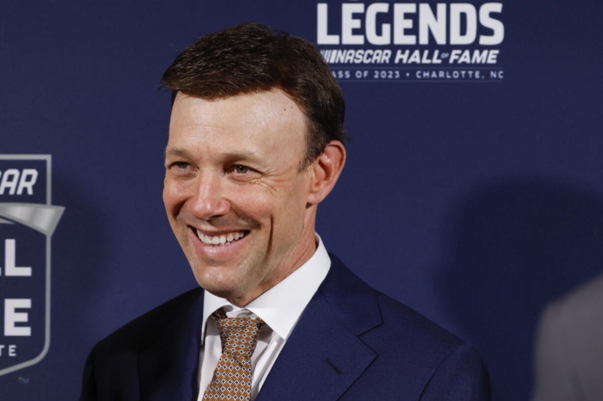 NASCAR driver Matt Kenseth arrives at the NASCAR Hall of Fame, where he will be inducted in the 2023 class at the ceremony in Charlotte, N.C., Friday, Jan. 20, 2023.