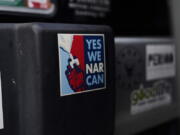 Jessie Blanchard's jeep bumper holds a sticker with the slogan "Yes We Narcan" on Monday, Jan. 23, 2023, in Albany, Ga. Naloxone, available as a nasal spray and in an injectable form, is a key tool in the battle against a nationwide overdose crisis linked to the deaths of more than 100,000 people annually in the U.S.