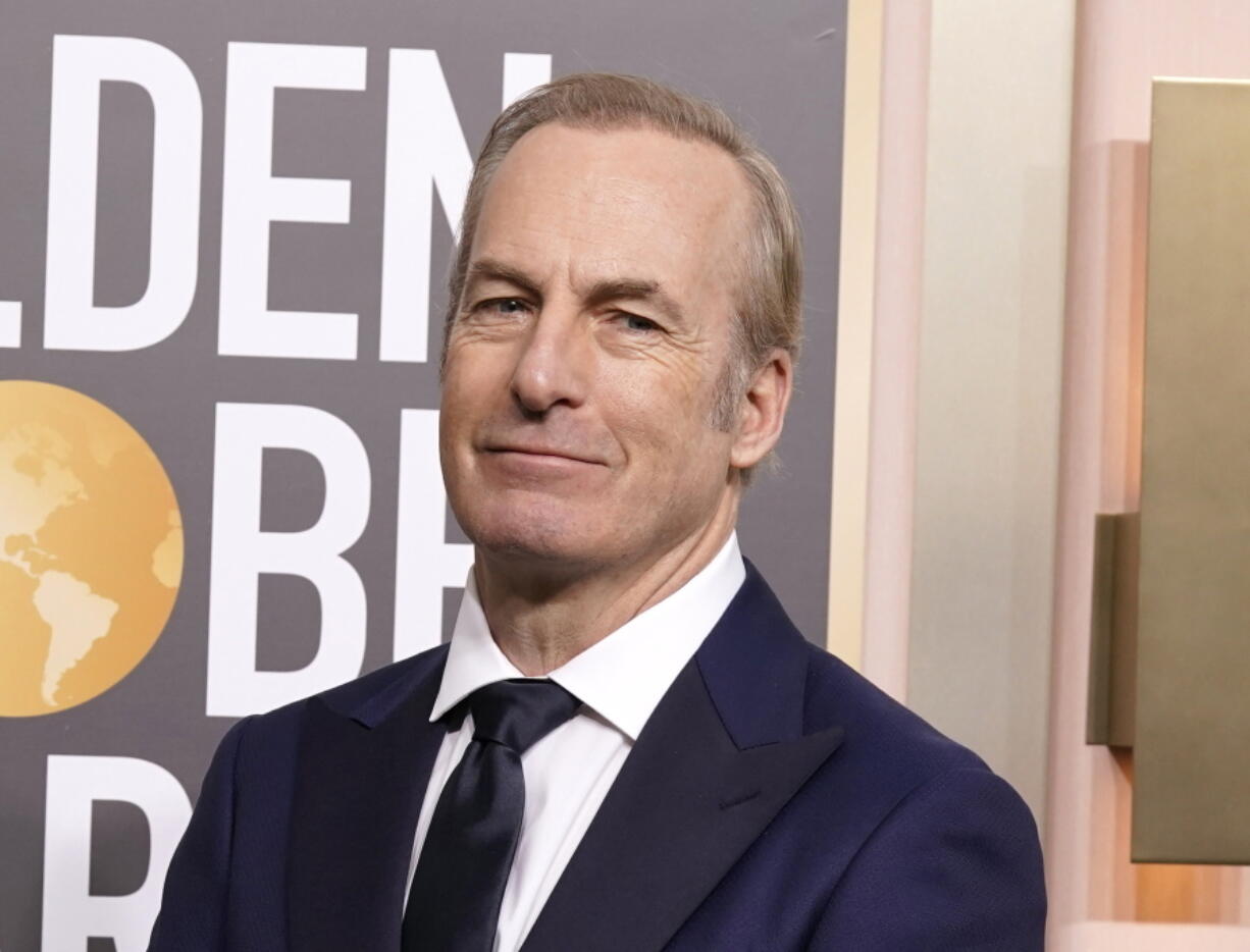 FILE - Bob Odenkirk arrives at the 80th annual Golden Globe Awards on Jan. 10, 2023, in Beverly Hills, Calif. Odenkirk, perhaps best known as shady lawyer Saul Goodman on "Breaking Bad," and "Better Call Saul" was named 2023 Man of the Year by Harvard University's Hasty Pudding Theatricals on Thursday.