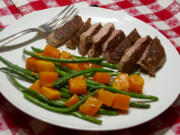 Sweet and Spicy Pork and Roasted Butternut Squash and Green Beans.