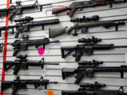 Guns for rent at the Bellevue Indoor Gun Range on Monday, Aug. 22, 2022.