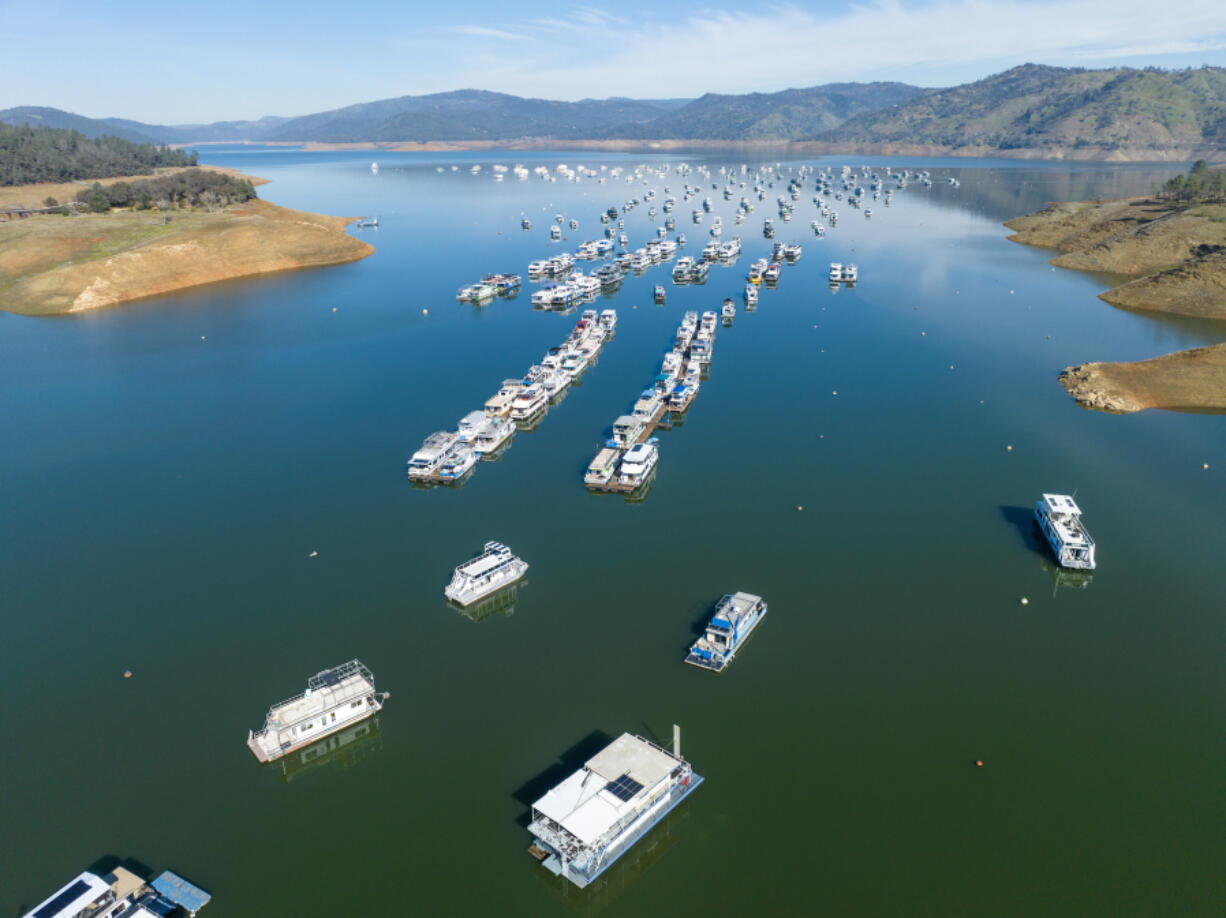 Lake Oroville, seen at the beginning of February, is one of the state???s largest reservoirs and currently at 71% capacity following the January storms. Despite the improved water conditions, all of the state remains under some form of drought.