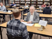 Photo contributed by Lewis River Rotary Club
Members of Lewis River Rotary and Battle Ground Rotary clubs recently joined together to provide mock job interviews for 22 students at Battle Ground High School.