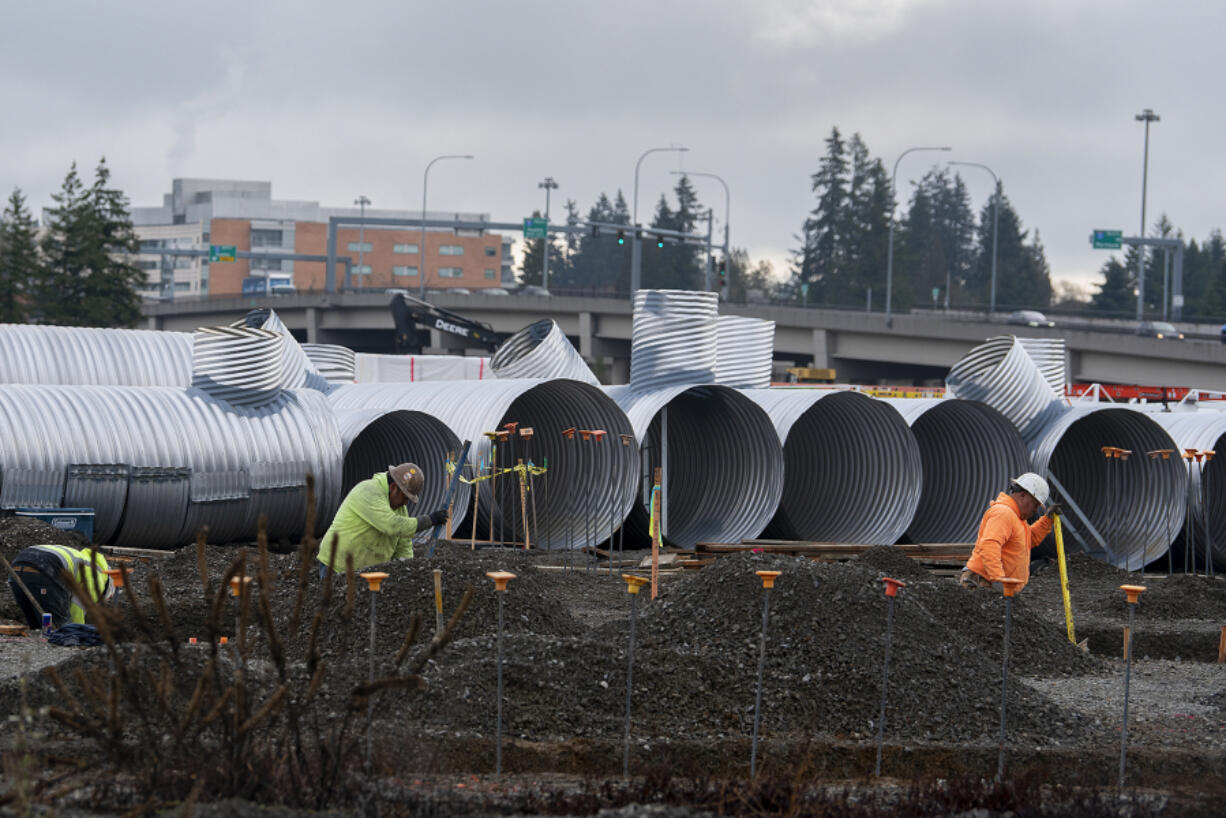 Construction continues along Northeast 10th Avenue in Salmon Creek. The site will be home to the Skyview Station retail center, which Trader Joe's is expected to anchor.