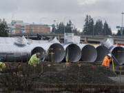 Construction continues along Northeast 10th Avenue in Salmon Creek. The site will be home to the Skyview Station retail center, which Trader Joe's is expected to anchor.