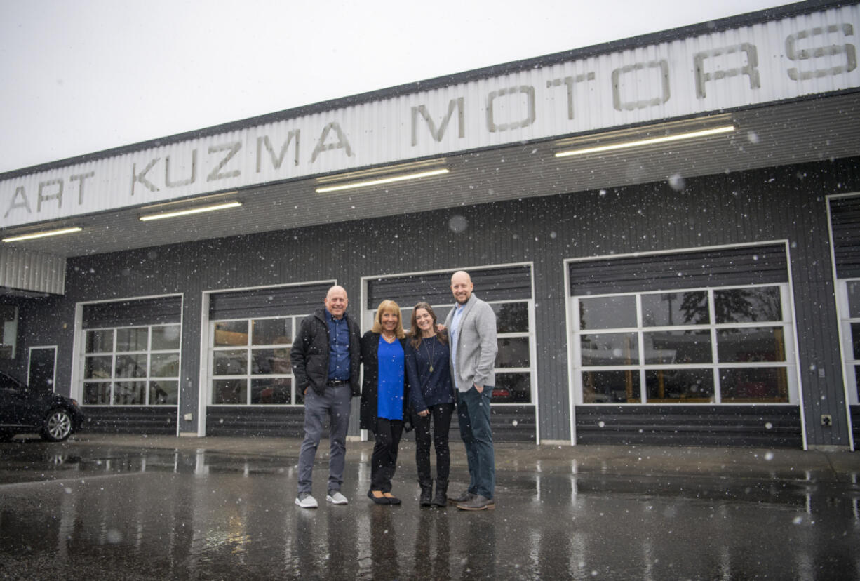 Alan Kuzma, from left, Patty Kuzma, Traci Kuzma and Nathan Kuzma were the last of the Kuzmas to run the Vancouver business icon Art Kuzma Motors. The business closed in January after nearly 90 years.