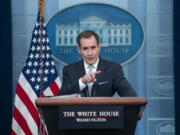 National Security Council spokesman John Kirby speaks during a press briefing at the White House, Monday, Feb. 13, 2023, in Washington.