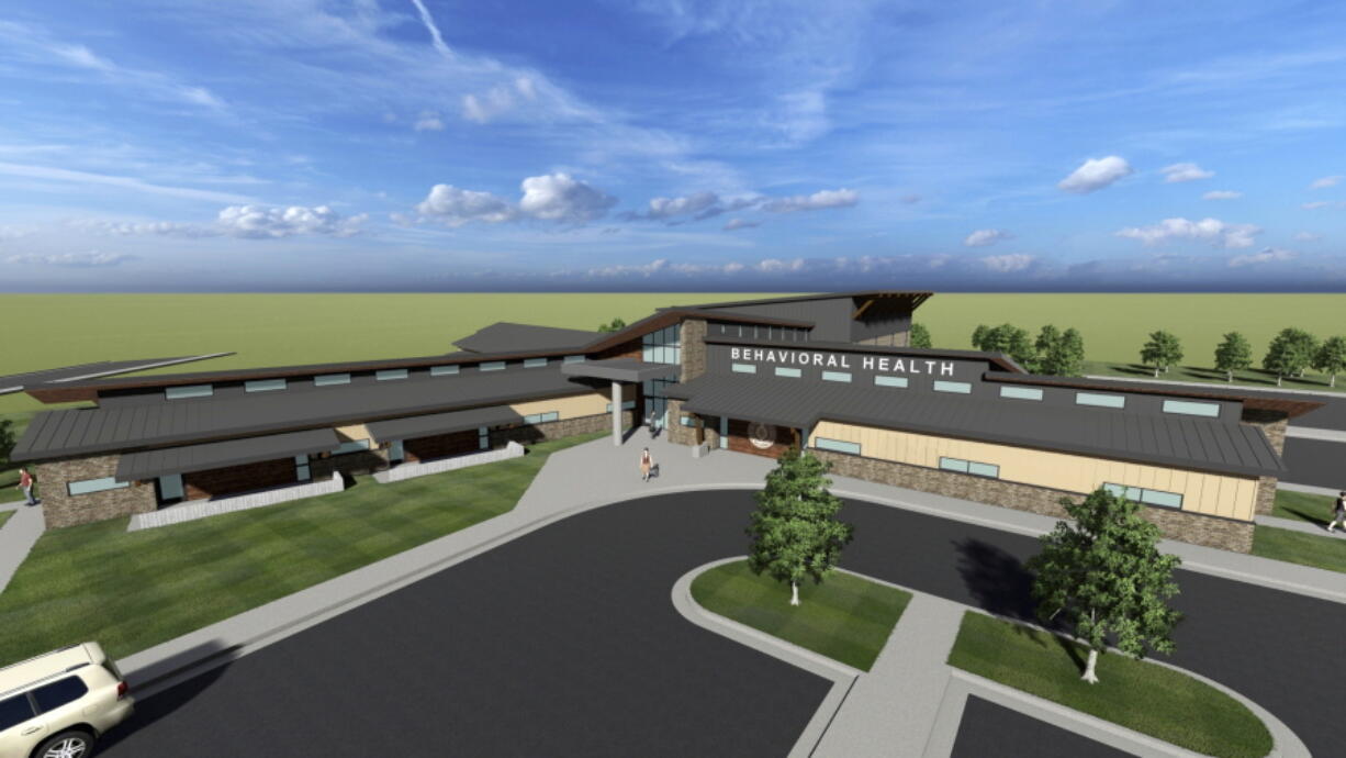 This artist rendering provided by the Cherokee Nation of Oklahoma shows a new treatment facility.  The Cherokee Nation, which is headquartered in Tahlequah in northeast Oklahoma, is the nation's largest Native American tribe, with more than 440,000 enrolled citizens. A portion of its $98 million in opioid settlement funds will be used to construct a treatment facility that will be completely operated by the tribe and provide no-cost treatment for Cherokee Nation citizens struggling with substance abuse.