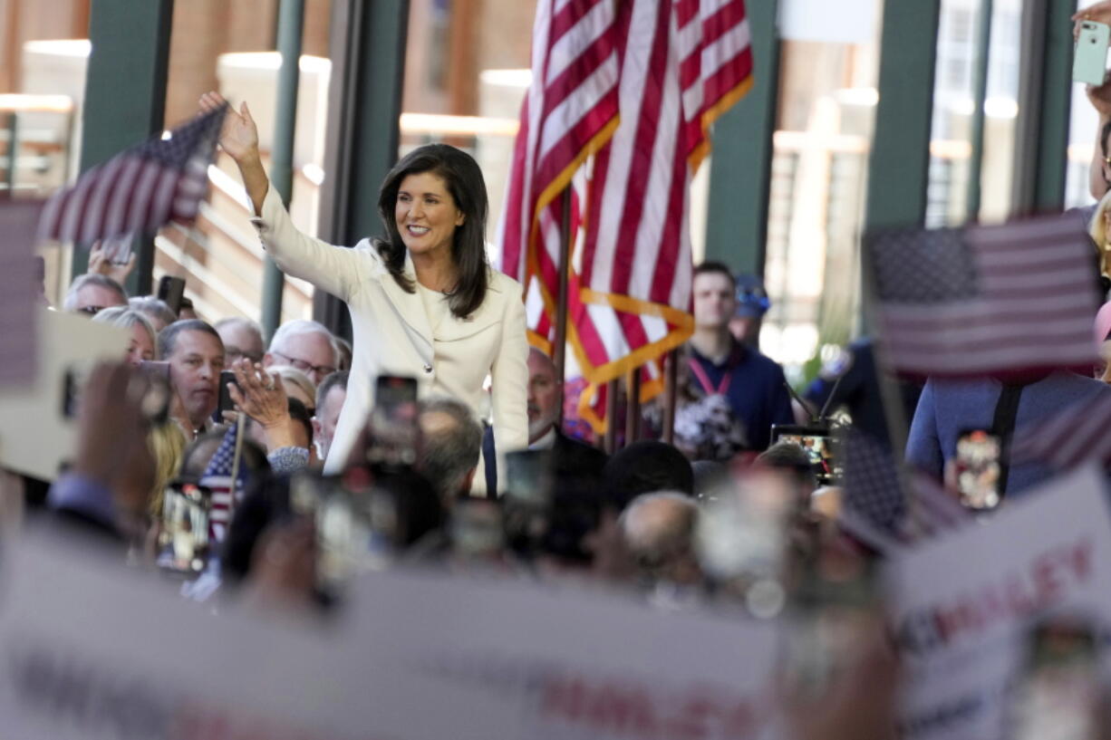 Nikki Haley, former South Carolina governor and United Nations ambassador, takes the stage as she launches her 2024 presidential campaign on Feb. 15, 2023, in Charleston, S.C.