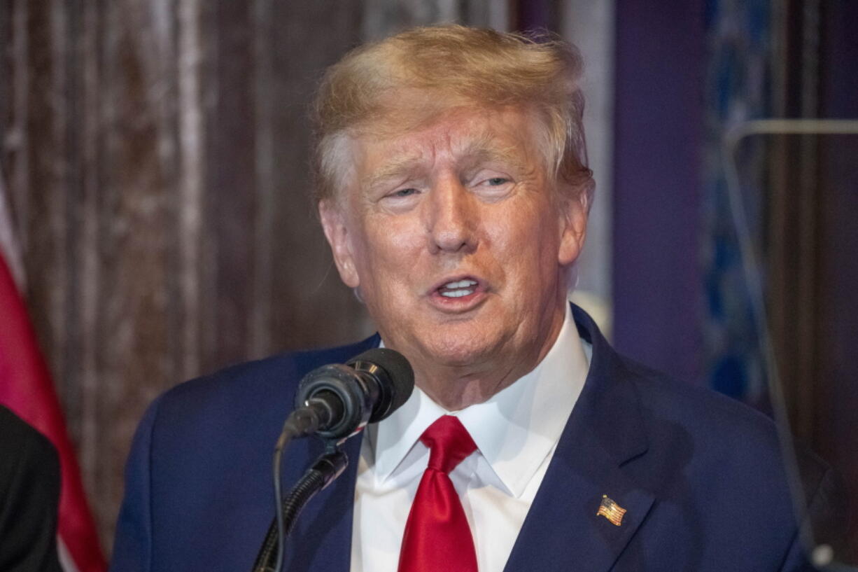 Former President Donald Trump speaks at a campaign event at the South Carolina Statehouse, Saturday, Jan. 28, 2023, in Columbia, S.C.