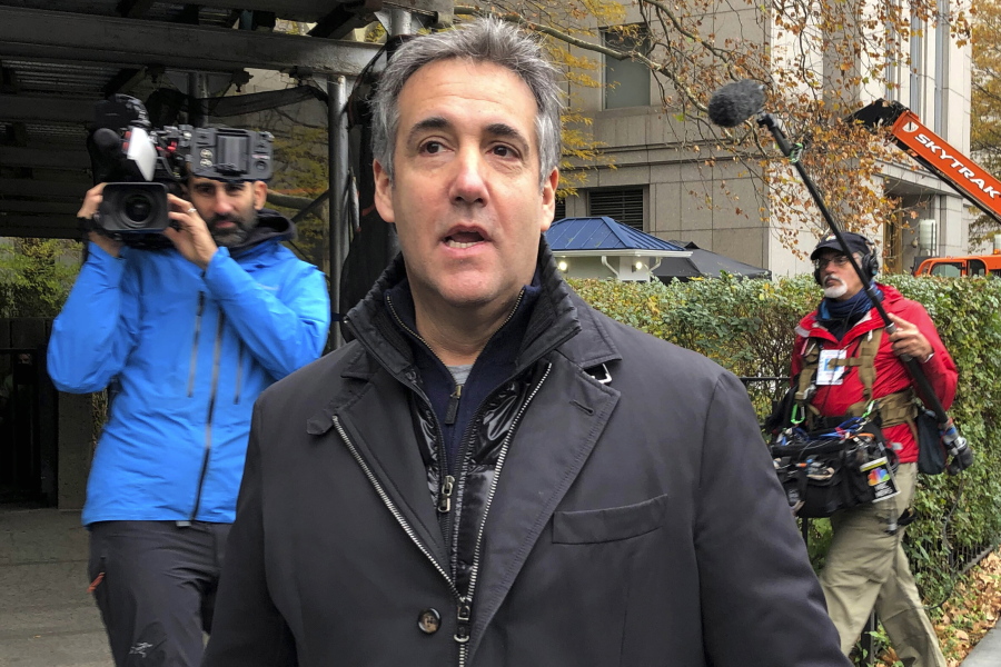 FILE - Michael Cohen, former President Donald Trump's longtime personal lawyer, arrives at Federal Court in New York, on Nov. 22, 2021.